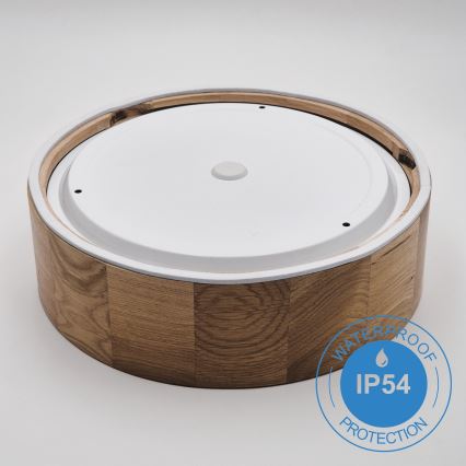Lámpara de techo para baño OAK 2xE27/15W/230V IP54 roble Ø 27 cm