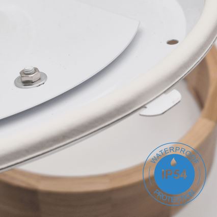 Lámpara de techo para baño OAK 2xE27/15W/230V IP54 roble Ø 27 cm