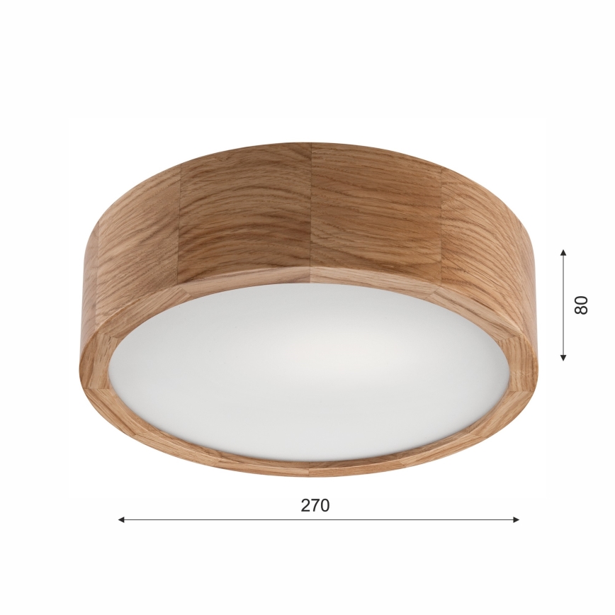 Lámpara de techo para baño OAK 2xE27/15W/230V IP54 roble Ø 27 cm