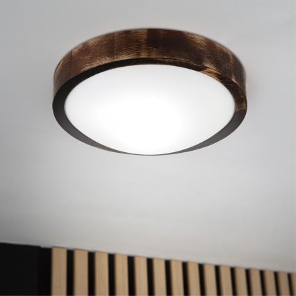 Lámpara de techo OAK SLIM 1xE27/15W/230V Ø 27 cm roble/marrón oscuro