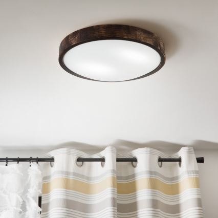 Lámpara de techo OAK SLIM 2xE27/15W/230V Ø 37 cm roble/marrón oscuro