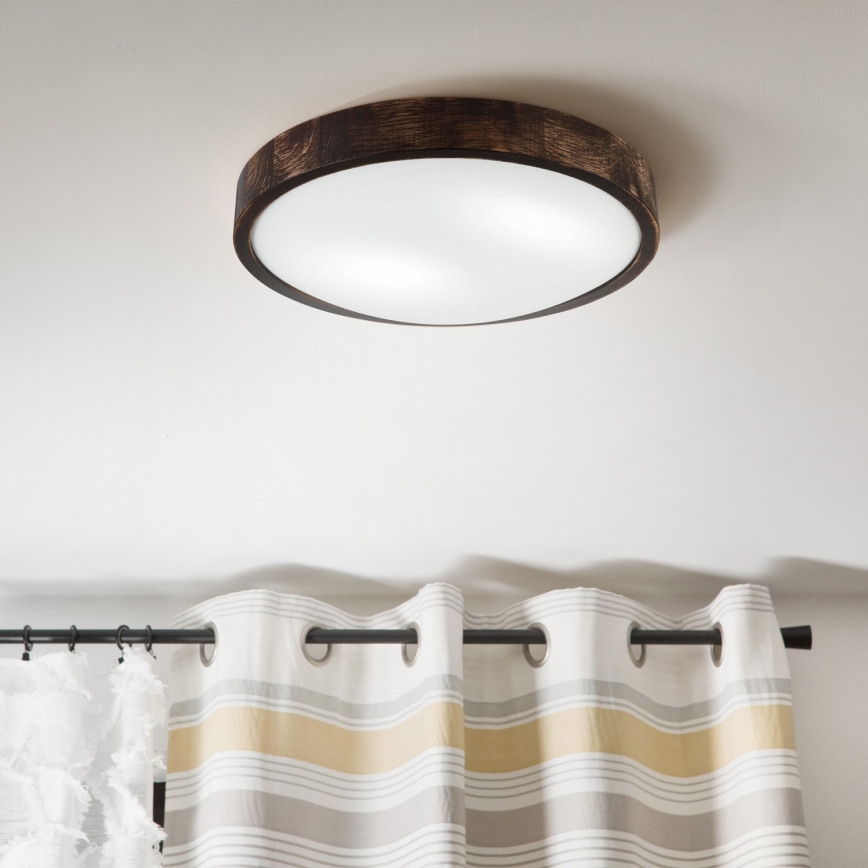 Lámpara de techo OAK SLIM 2xE27/15W/230V Ø 37 cm roble/marrón oscuro
