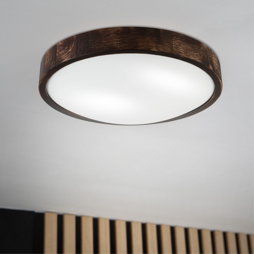 Lámpara de techo OAK SLIM 2xE27/15W/230V Ø 37 cm roble/marrón oscuro