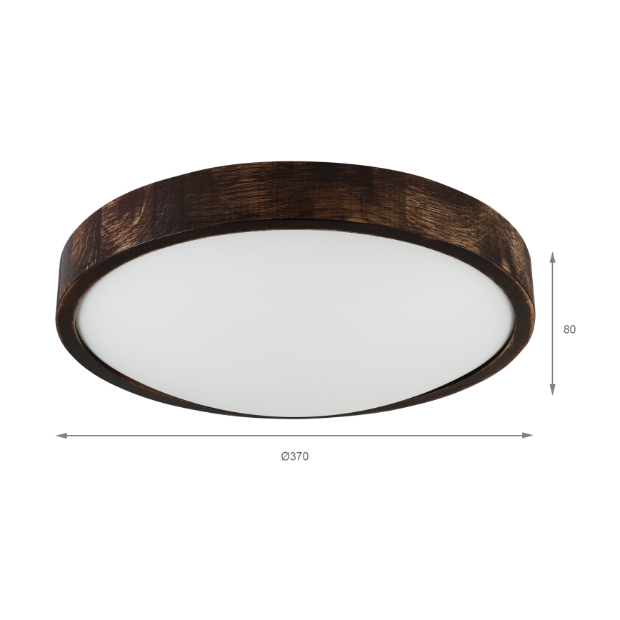 Lámpara de techo OAK SLIM 2xE27/15W/230V Ø 37 cm roble/marrón oscuro