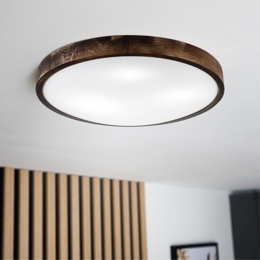 Lámpara de techo OAK SLIM 3xE27/15W/230V diámetro 47 cm roble/marrón oscuro