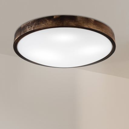Lámpara de techo OAK SLIM 3xE27/15W/230V diámetro 47 cm roble/marrón oscuro