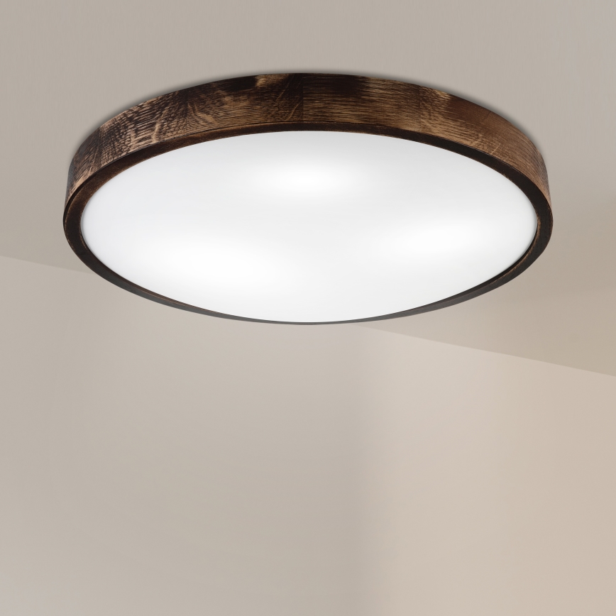 Lámpara de techo OAK SLIM 3xE27/15W/230V diámetro 47 cm roble/marrón oscuro