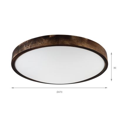 Lámpara de techo OAK SLIM 3xE27/15W/230V diámetro 47 cm roble/marrón oscuro