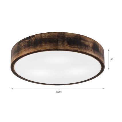 Lámpara de techo OAK SMOKY 3xE27/15W/230V Ø 47,5 cm roble/marrón oscuro