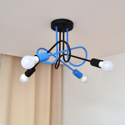 Lámpara de techo OXFORD 4xE27/15W/230V negro/azul