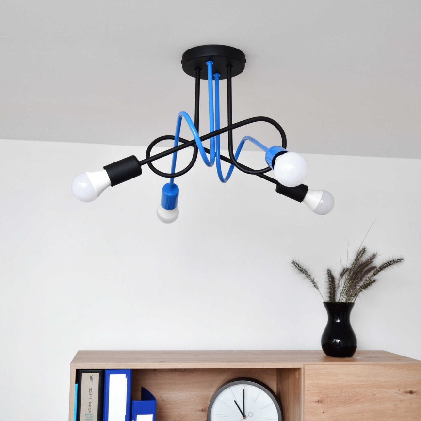 Lámpara de techo OXFORD 4xE27/15W/230V negro/azul