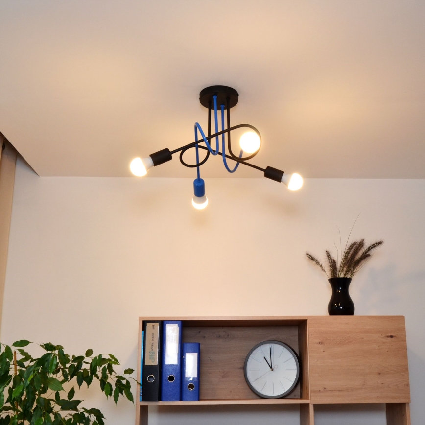Lámpara de techo OXFORD 4xE27/15W/230V negro/azul