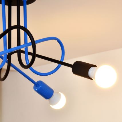 Lámpara de techo OXFORD 4xE27/15W/230V negro/azul