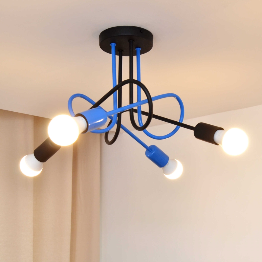 Lámpara de techo OXFORD 4xE27/15W/230V negro/azul