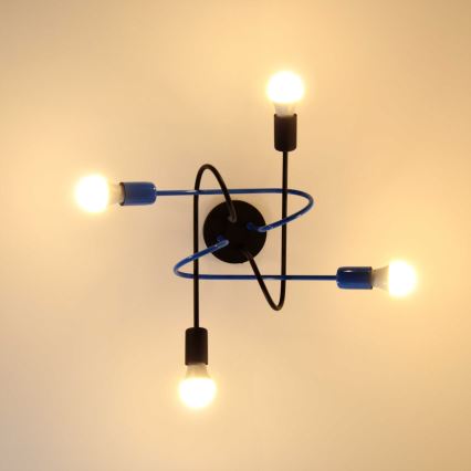 Lámpara de techo OXFORD 4xE27/15W/230V negro/azul
