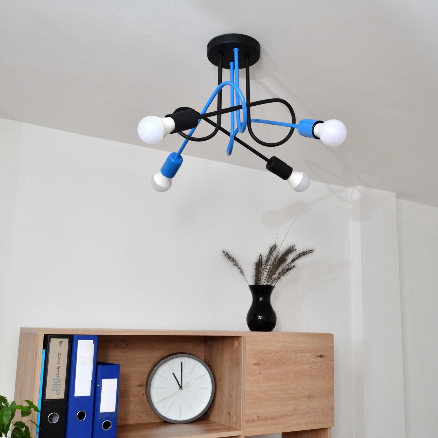 Lámpara de techo OXFORD 4xE27/15W/230V negro/azul