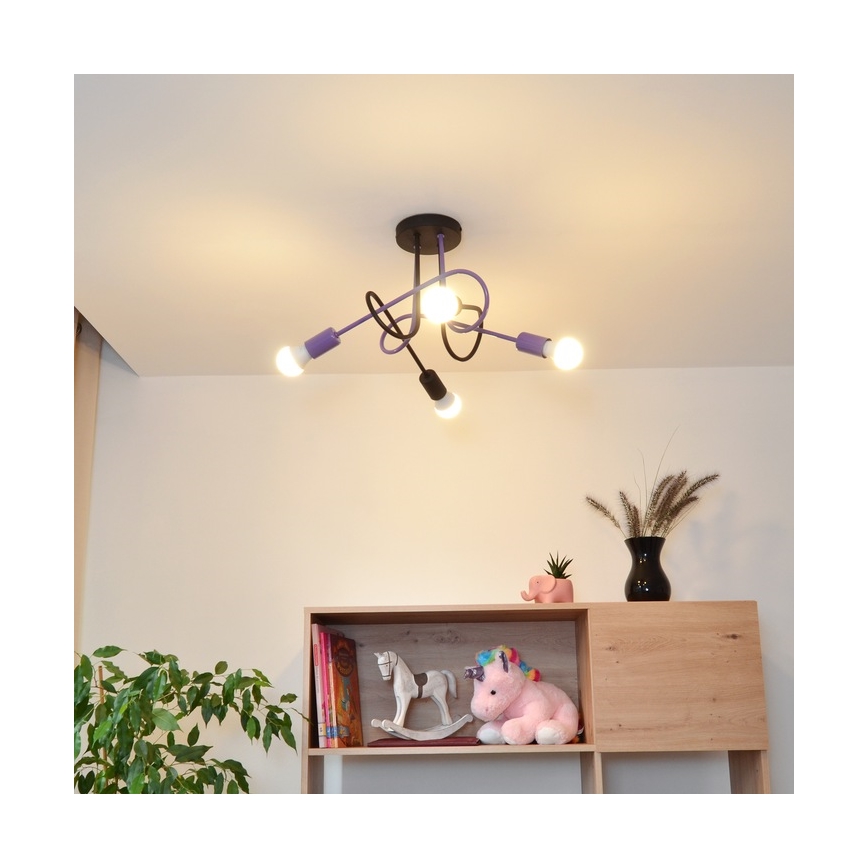 Lámpara de techo OXFORD 4xE27/15W/230V negro/morada