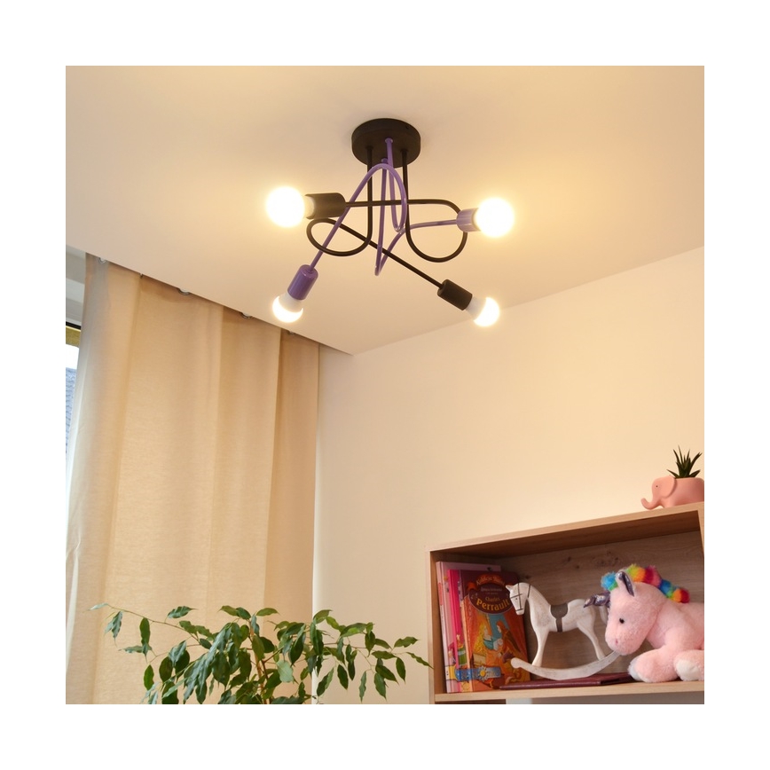 Lámpara de techo OXFORD 4xE27/15W/230V negro/morada