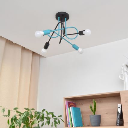 Lámpara de techo OXFORD 4xE27/15W/230V negro/turquesa