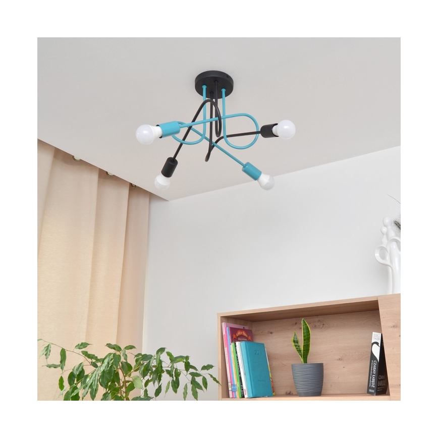 Lámpara de techo OXFORD 4xE27/15W/230V negro/turquesa