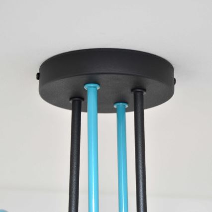 Lámpara de techo OXFORD 4xE27/15W/230V negro/turquesa