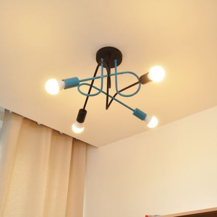 Lámpara de techo OXFORD 4xE27/15W/230V negro/turquesa