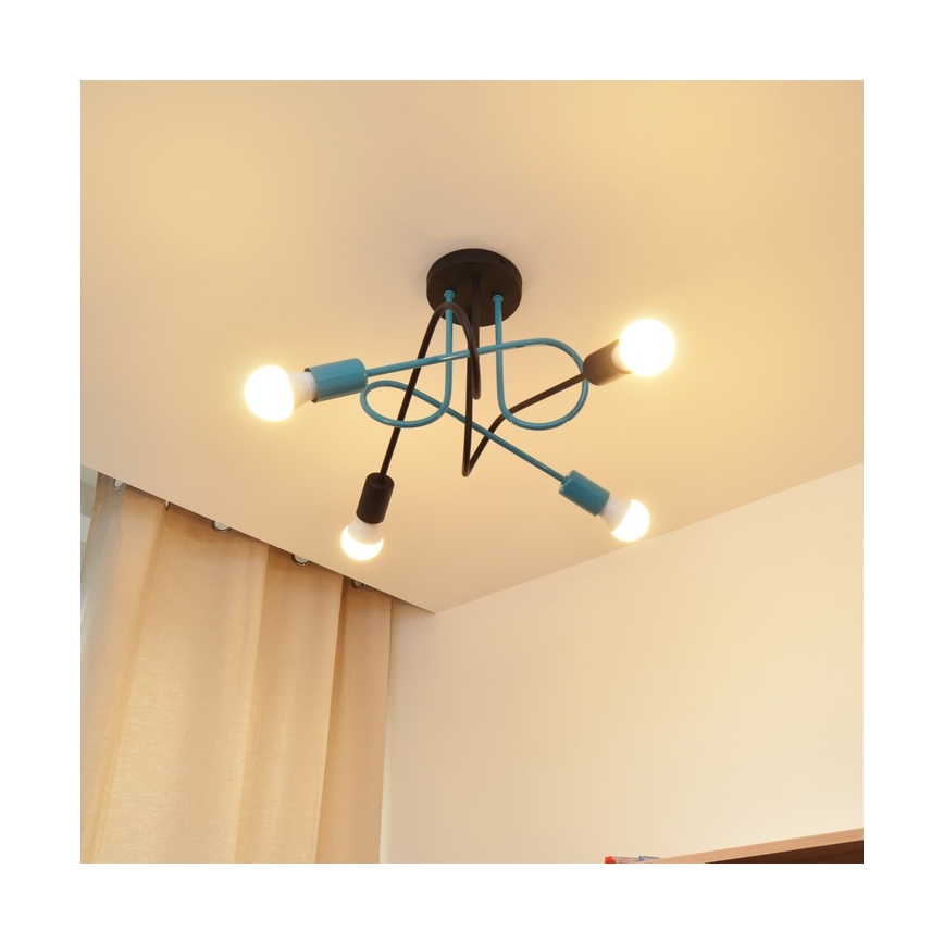 Lámpara de techo OXFORD 4xE27/15W/230V negro/turquesa
