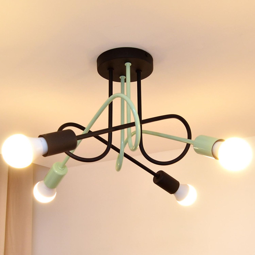 Lámpara de techo OXFORD 4xE27/15W/230V negro/verde