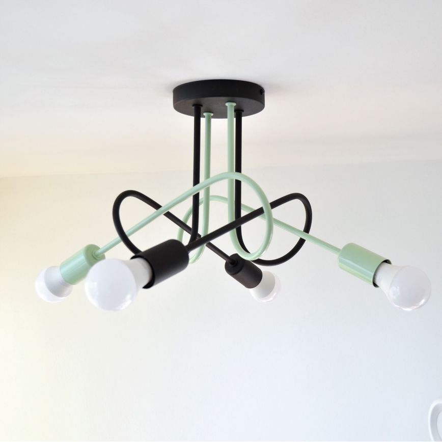 Lámpara de techo OXFORD 4xE27/15W/230V negro/verde