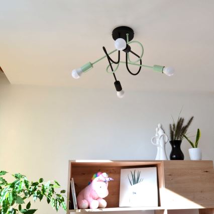 Lámpara de techo OXFORD 4xE27/15W/230V negro/verde