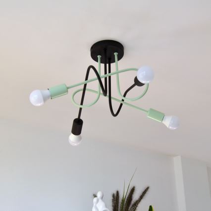Lámpara de techo OXFORD 4xE27/15W/230V negro/verde