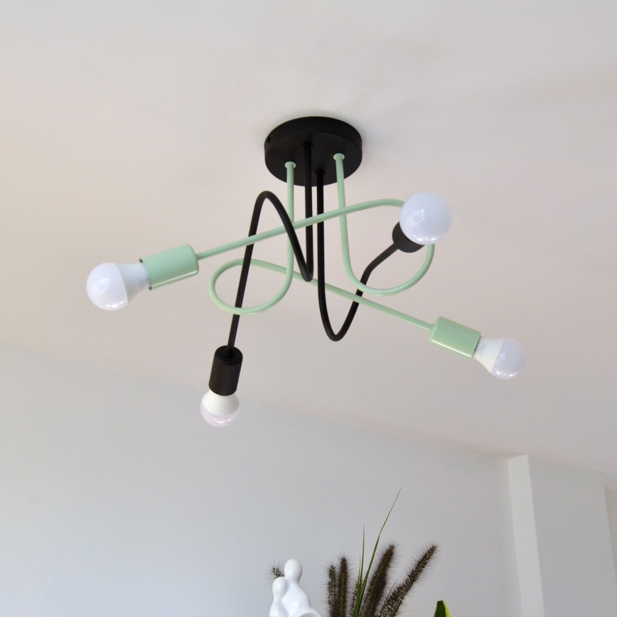 Lámpara de techo OXFORD 4xE27/15W/230V negro/verde