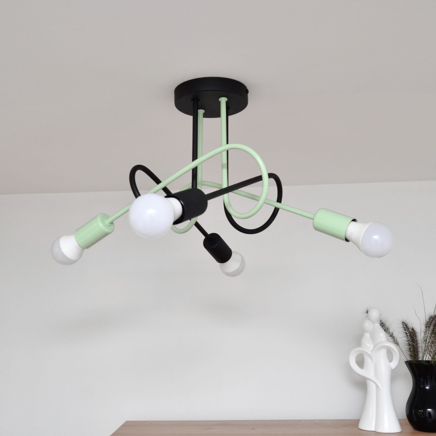 Lámpara de techo OXFORD 4xE27/15W/230V negro/verde