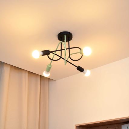 Lámpara de techo OXFORD 4xE27/15W/230V negro/verde