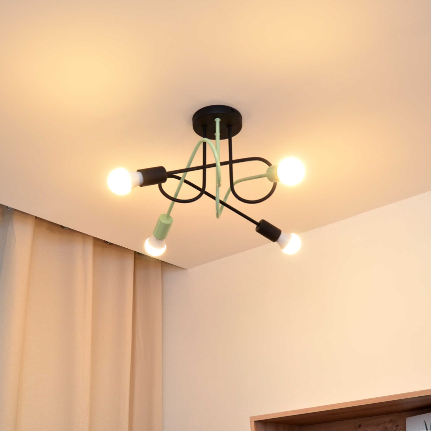 Lámpara de techo OXFORD 4xE27/15W/230V negro/verde