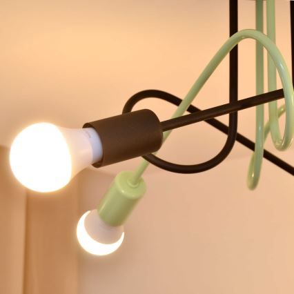 Lámpara de techo OXFORD 4xE27/15W/230V negro/verde
