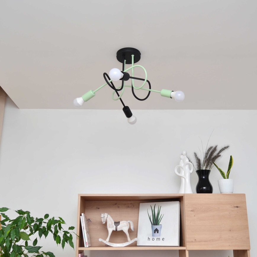 Lámpara de techo OXFORD 4xE27/15W/230V negro/verde
