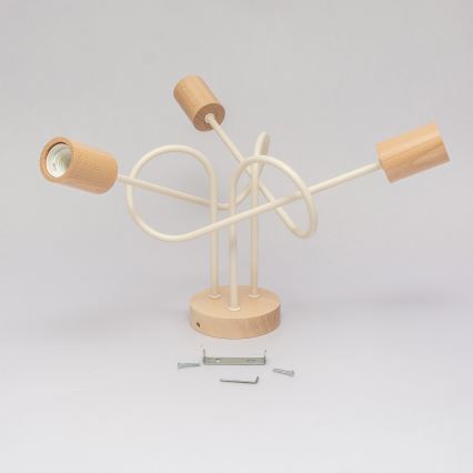 Lámpara de techo OXFORD, montaje en superficie, 3xE27/15W/230V, pino/crema