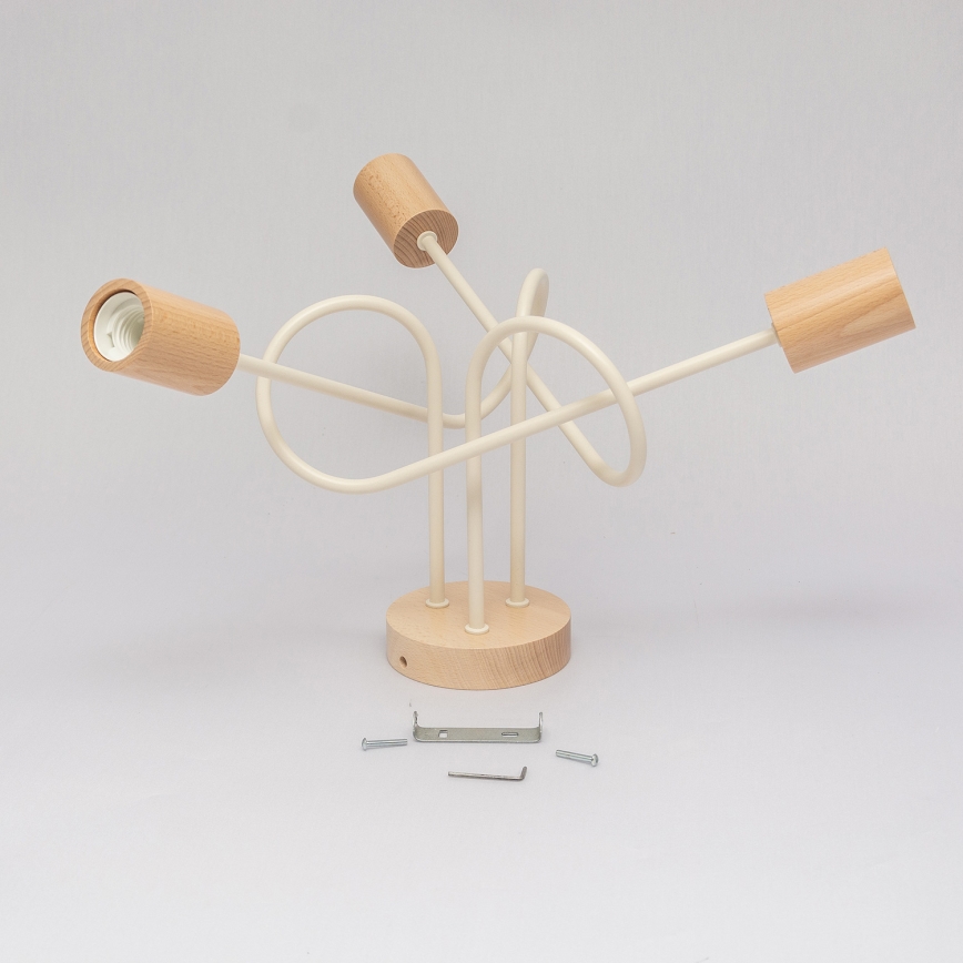 Lámpara de techo OXFORD, montaje en superficie, 3xE27/15W/230V, pino/crema