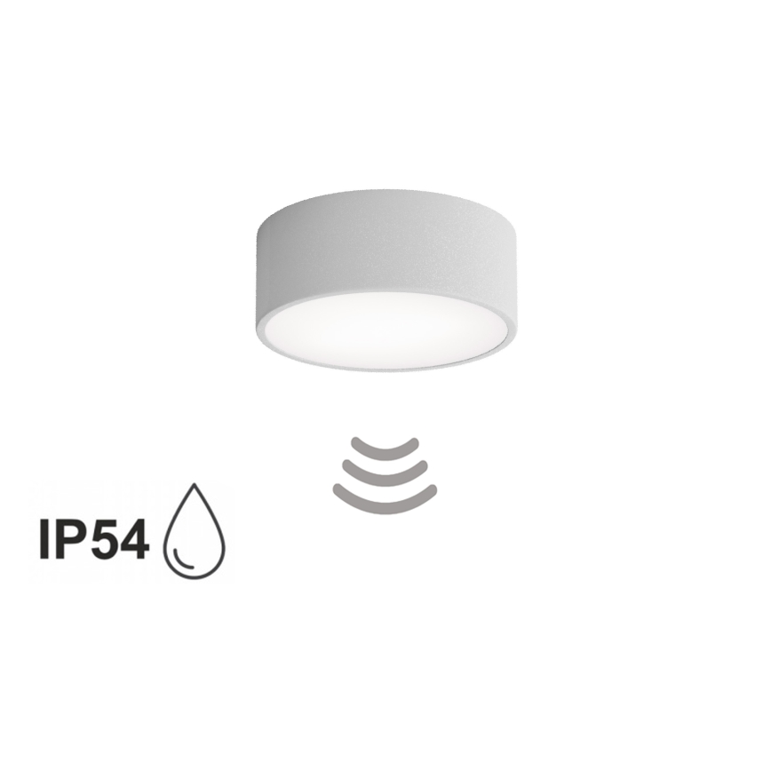 Lámpara de techo para baño con sensor CLEO 1xE27/24W/230V Ø 20 cm IP54 gris