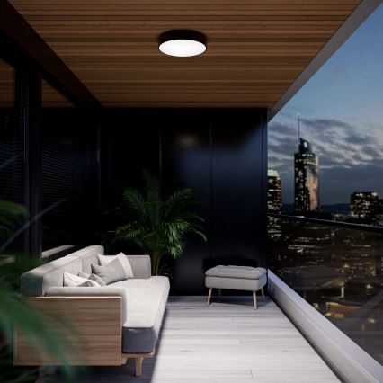 Lámpara de techo para baño con sensor CLEO 4xE27/24W/230V diámetro 50 cm IP54 negra