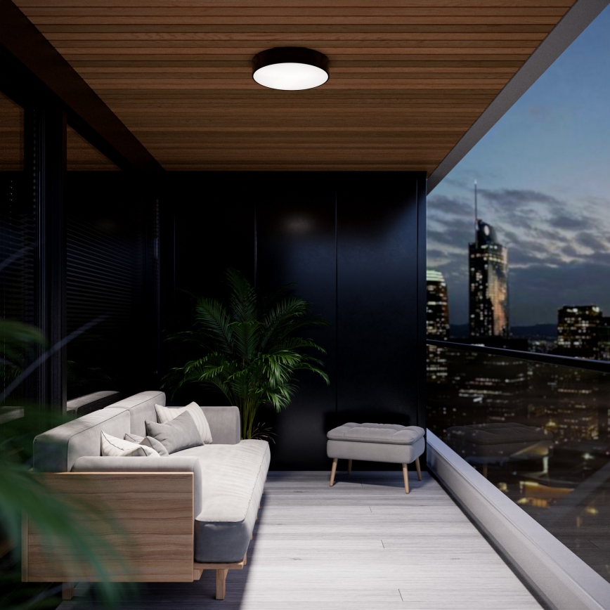 Lámpara de techo para baño con sensor CLEO 4xE27/24W/230V diámetro 50 cm IP54 negra