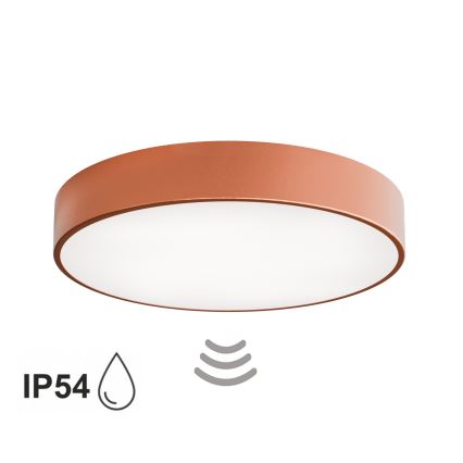 Lámpara de techo para baño con sensor CLEO 4xE27/24W/230V Ø 50 cm IP54 acabado cobre