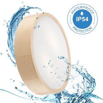 Lámpara de techo para baño NATURAL 3xE27/15W/230V IP54 pino Ø 37 cm