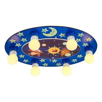 Lámpara de techo para niños LUCCA 6xE27/24W/230V azul