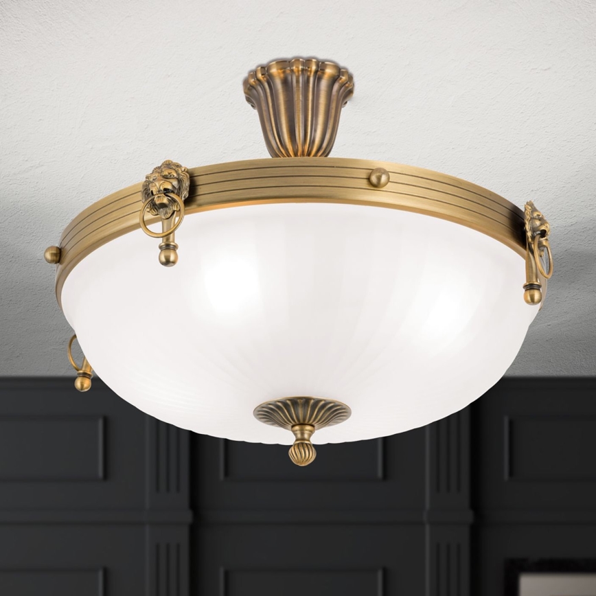 Lámpara de techo ROCCA 4xE27/60W/230V diá. 43 cm bronce/blanco