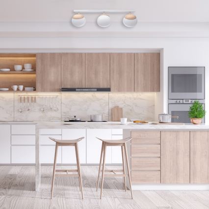 Lámpara de techo SFERA WOOD 3xE14/40W/230V blanco