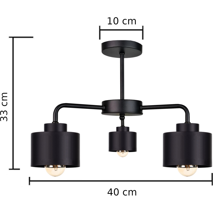 Lámpara de techo SIMPLY BLACK 3xE27/60W/230V