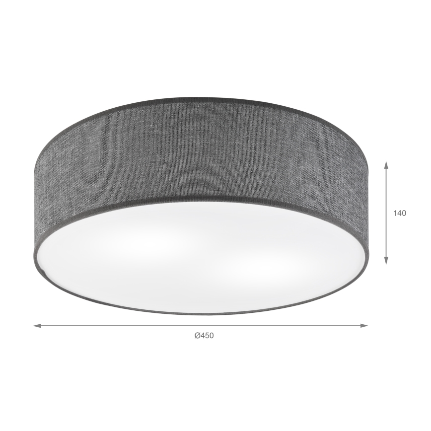 Lámpara de techo SIRJA 2xE27/15W/230V Ø 45 cm gris
