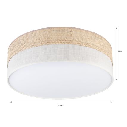 Lámpara de techo SIRJA BOHO 2xE27/15W/230V Ø 45 cm beige/crema